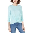 thumbnail image 1 of maison Jules Womens Knot Front Pullover Blouse, Blue, Small, 1 of 1