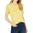 thumbnail image 1 of maison Jules Womens Lace Sleeve Pullover Blouse, Yellow, Large, 1 of 2