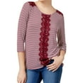 thumbnail image 1 of maison Jules Womens Lace Trim Knit Blouse, Red, X-Small, 1 of 2
