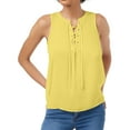 thumbnail image 1 of maison Jules Womens Lace Up Sleeveless Blouse Top, Yellow, XX-Small, 1 of 1