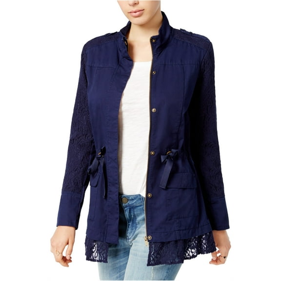 maison Jules Womens Lace Utility Jacket, Blue, XX-Large
