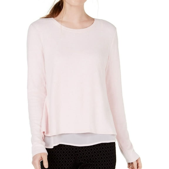 maison Jules Womens Layered Look Pullover Blouse, Pink, X-Small