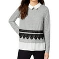 thumbnail image 1 of maison Jules Womens Layered Pullover Blouse, Grey, XX-Small, 1 of 3