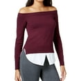thumbnail image 1 of maison Jules Womens Off-The-Shoulder Pullover Sweater, Red, Large, 1 of 2