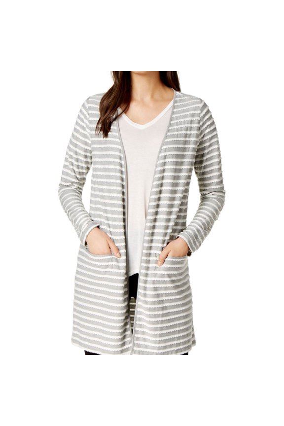 Womens Open-front Cardigan Sweater, Grey, Medium