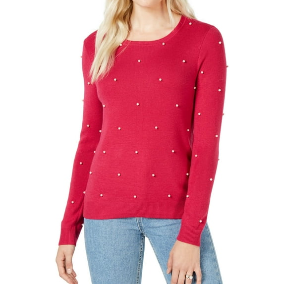 maison Jules Womens Pearl Pullover Sweater, Pink, Large