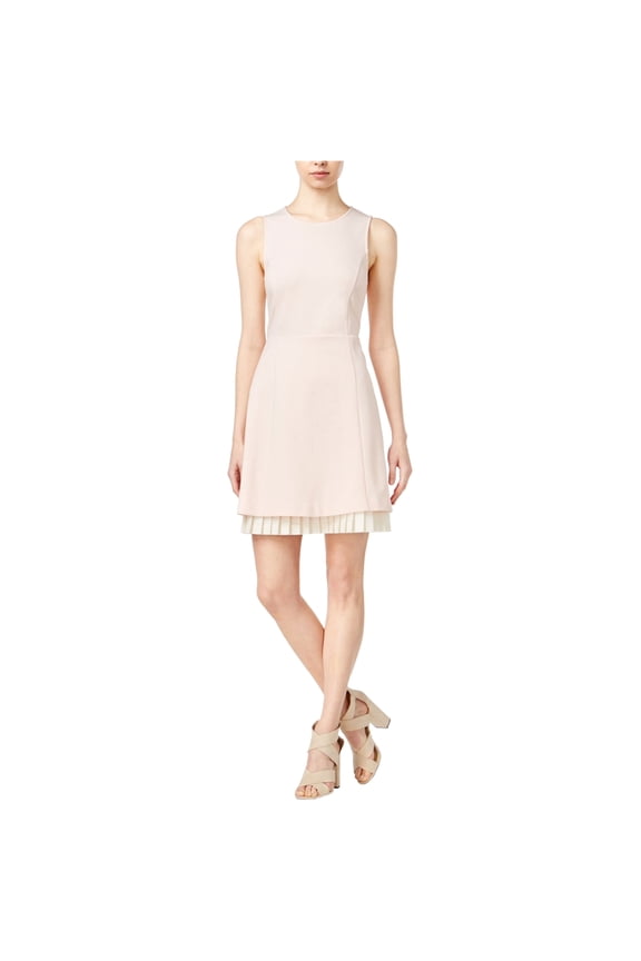 Womens Pleated A-line Dress, Pink, Medium