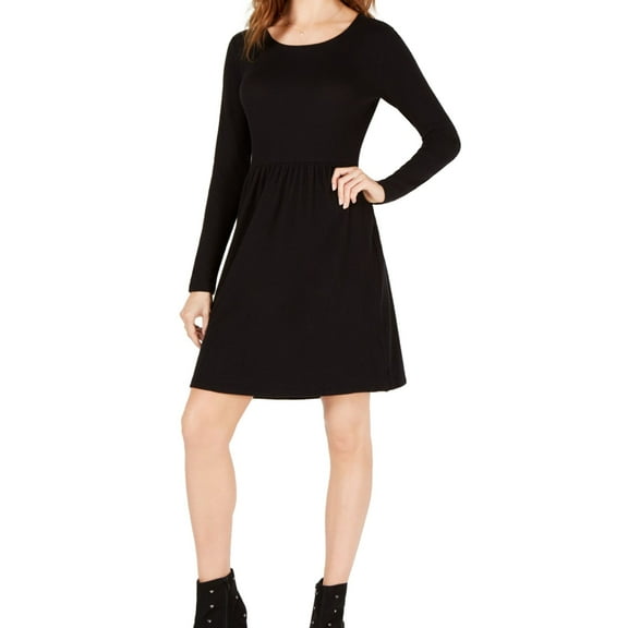 maison Jules Womens Pleated Fit & Flare Dress, Black, Medium