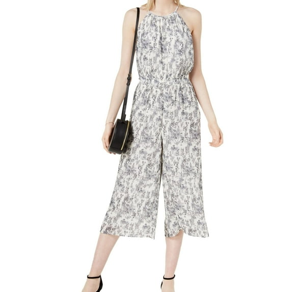maison Jules Womens Pleated Jumpsuit, White, 12
