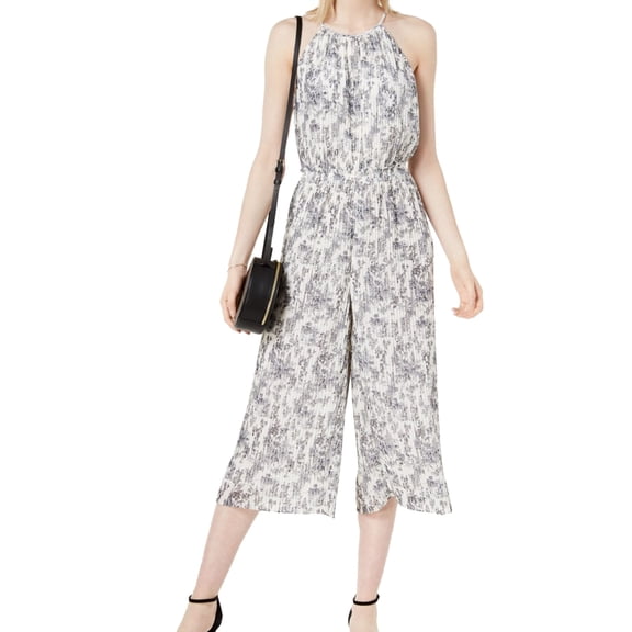 maison Jules Womens Pleated Jumpsuit, White, 12