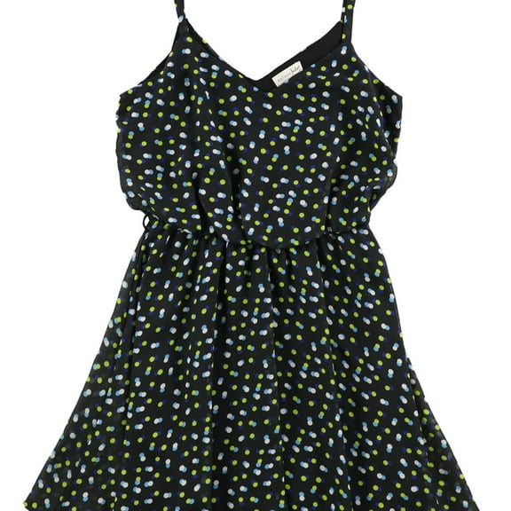 maison Jules Womens Polka Dot Blouson Dress, Black, X-Small
