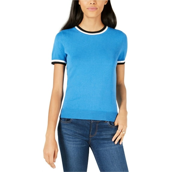 maison Jules Womens Ringer-Stripe Pullover Sweater, Blue, XX-Large