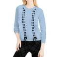 thumbnail image 1 of maison Jules Womens Ruffle Lace Pullover Sweater, Blue, X-Small, 1 of 2
