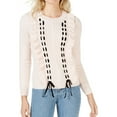 thumbnail image 1 of maison Jules Womens Ruffle Lace Pullover Sweater, Pink, Small, 1 of 1