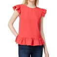 thumbnail image 1 of maison Jules Womens Ruffled Knit Blouse, Pink, Medium, 1 of 2