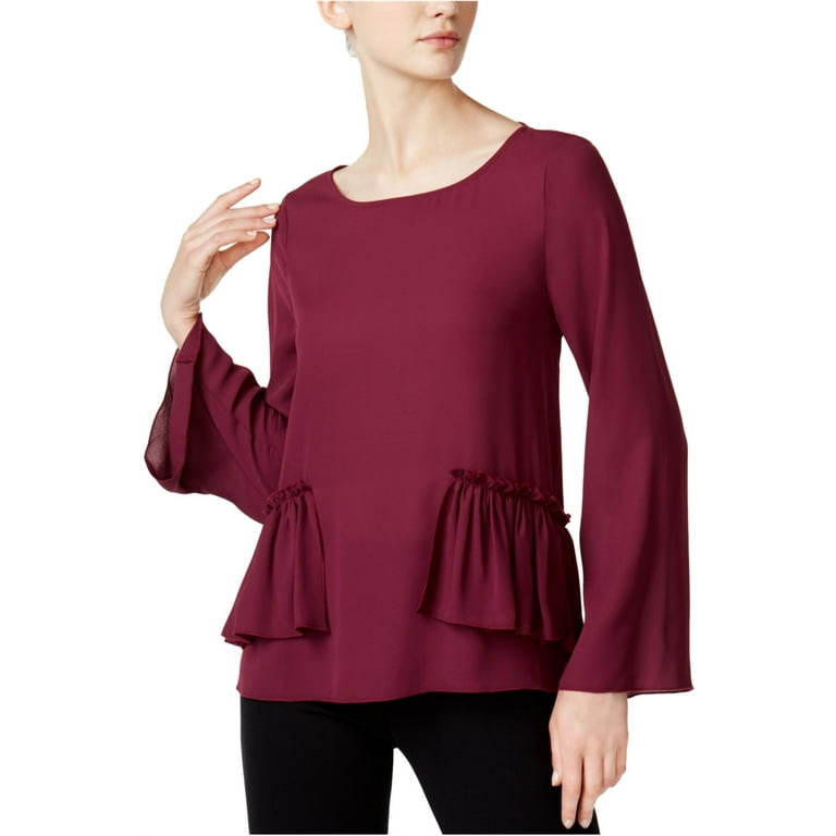 maison Jules Womens Ruffled Knit Blouse, Red, Small - Walmart.com