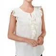 thumbnail image 1 of maison Jules Womens Ruffled Pullover Blouse, White, X-Small, 1 of 1