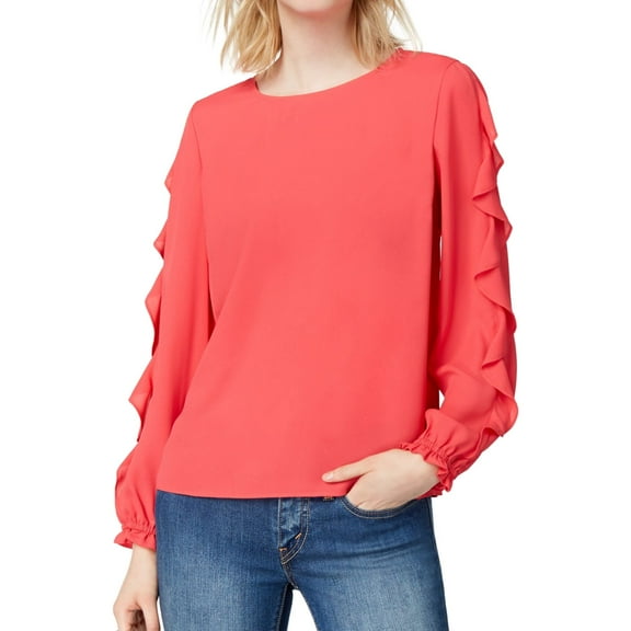 maison Jules Womens Ruffled-Sleeve Peasant Blouse, Pink, XX-Small