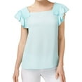 thumbnail image 1 of maison Jules Womens Smocked Flutter-Sleeve Pullover Blouse, Blue, X-Large, 1 of 2