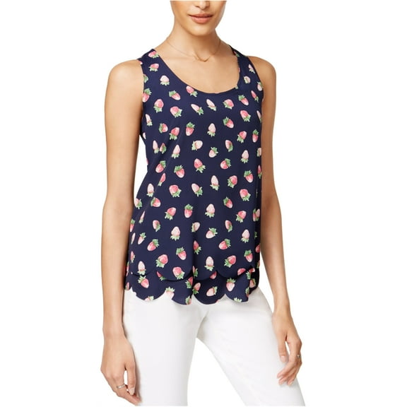 maison Jules Womens Strawberry Knit Blouse, Blue, X-Small