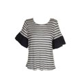 thumbnail image 1 of maison Jules Womens Striped Contrast Knit Blouse, Off-White, XX-Large, 1 of 3
