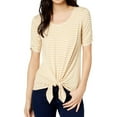 thumbnail image 1 of maison Jules Womens Tie-Front Pullover Blouse, Yellow, XX-Small, 1 of 2