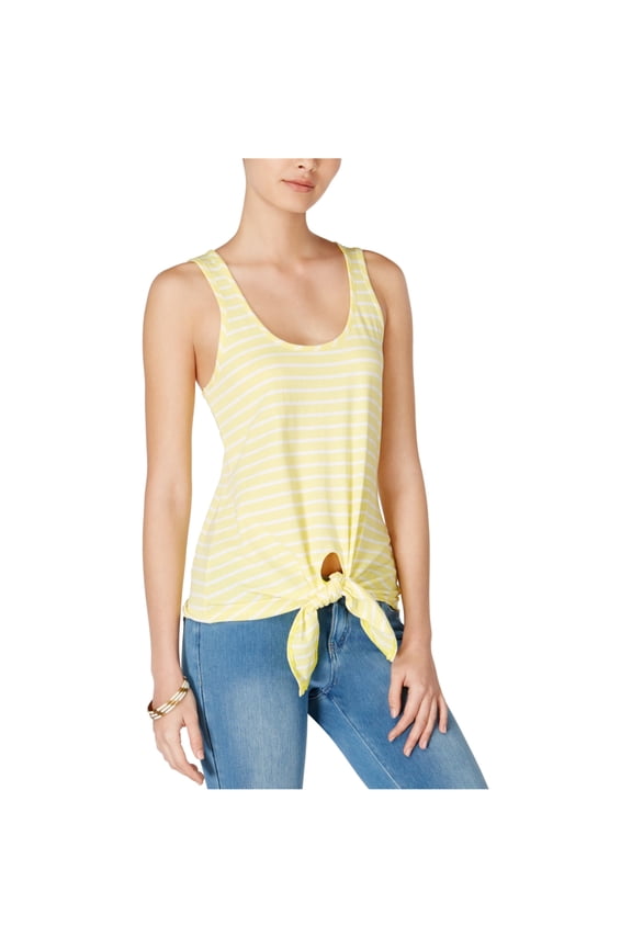 Womens Tie Hem Tank Top, Yellow, Large