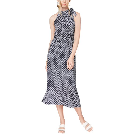 maison Jules Womens Tie-Neck A-line Dress, Blue, Small