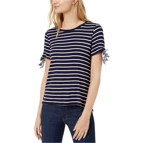 maison Jules Womens Tie-Sleeve Basic T-Shirt, Blue, XX-Large