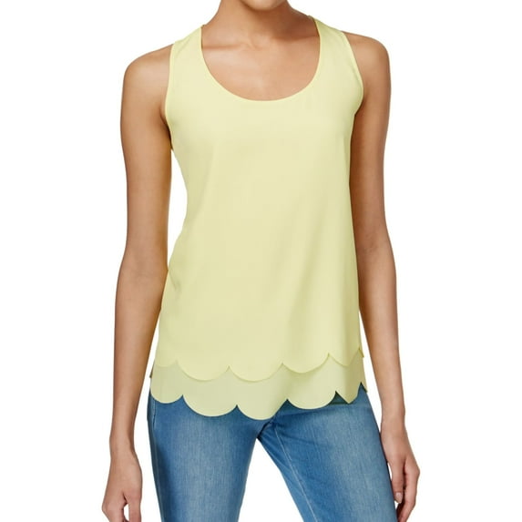 maison Jules Womens Tiered Cutout Knit Blouse, Yellow, X-Small