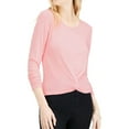 thumbnail image 1 of maison Jules Womens Twist Front Basic T-Shirt, Pink, Small, 1 of 2