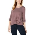 thumbnail image 1 of maison Jules Womens Twisted Hem Basic T-Shirt, 1 of 1