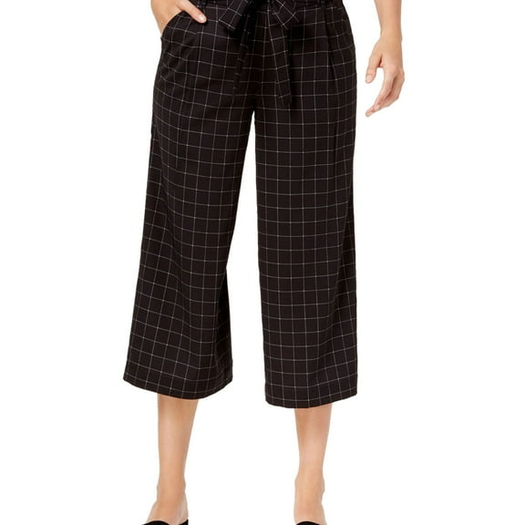 maison Jules Womens Wide Leg Cropped Culotte Pants, Black, 8