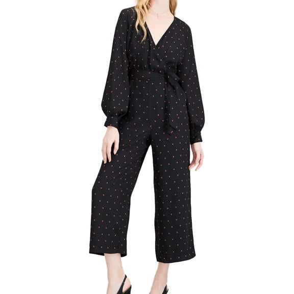 maison Jules Womens Wide Leg Jumpsuit, Black, 12