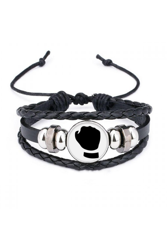 make a fist gesture outline pattern bracelet braided leather woven wristband