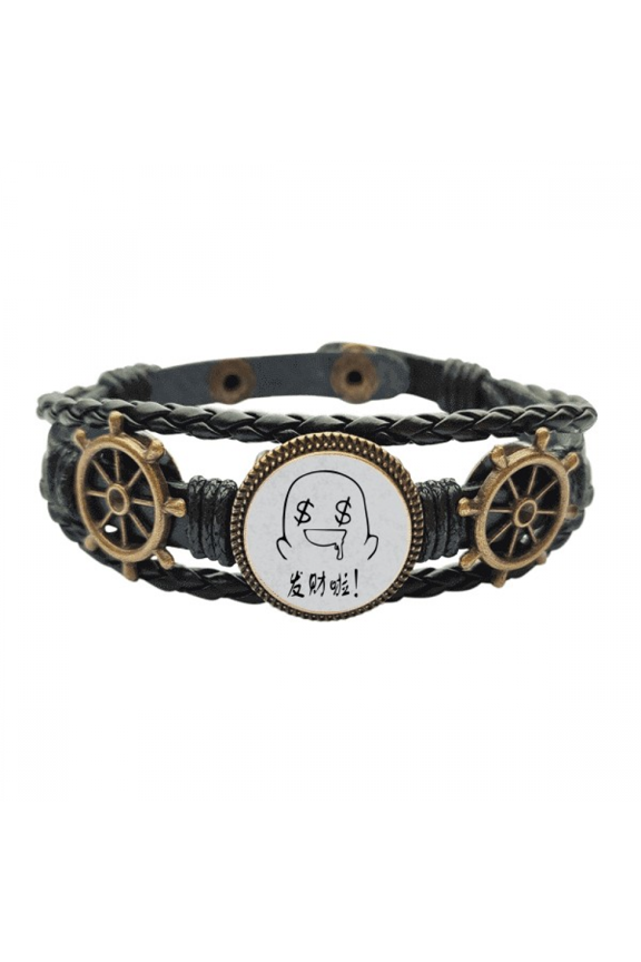 make fortune black cute chat fleather braided ocean bracelet wristband