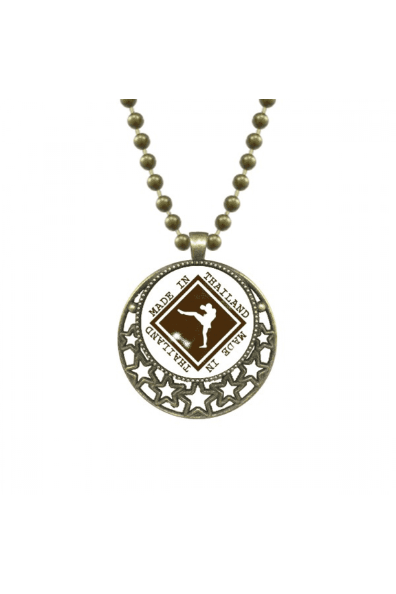 make in thailand boxing art illustration pendant star necklmoon chain jewelry