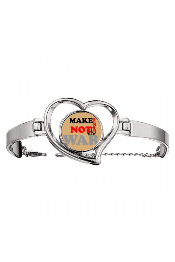 make sense not war love peworld bracelet heart jewelry wire bangle