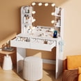 thumbnail image 1 of makeapile 1 Piece Adult Contemporary LED Lights Vanity and Mirror and 3 Color Lights and Charging Station Table Set White Solid Color, 1 of 9