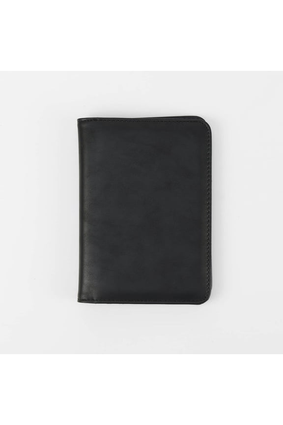 Laserette Passport Wallet 7 x 5 Engravable Vegan Leather Travel Passport Holder with RFID Blocking, Card & Cash Slots, Gift Box Included (Black, Singles)