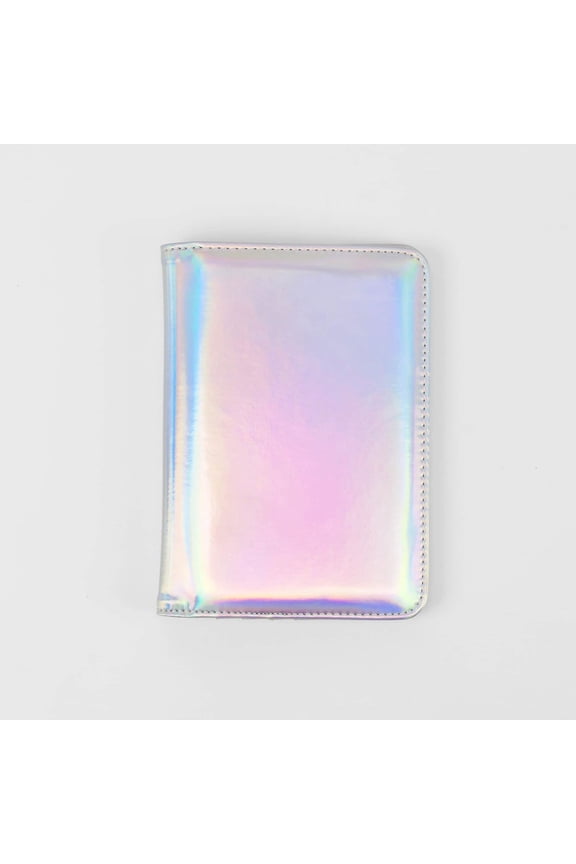 Laserette Passport Wallet 7 x 5  Engravable Vegan Leather Travel Passport Holder with RFID Blocking, Card & Cash Slots, Gift Box Included (Holographic, Singles)