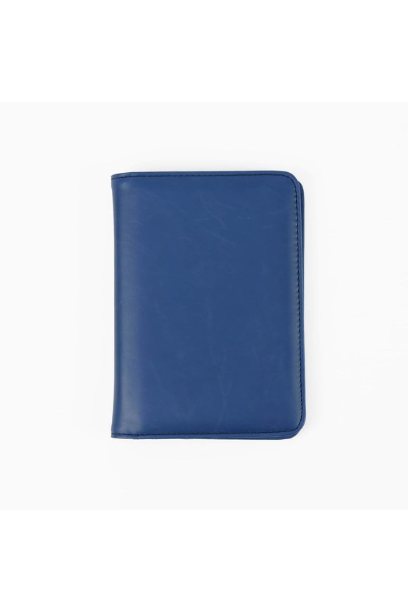 Laserette Passport Wallet 7 x 5 Engravable Vegan Leather Travel Passport Holder with RFID Blocking, Card & Cash Slots, Gift Box Included (Navy, Singles)