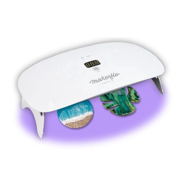 MakerFlo 36W UV Resin Lamp with 23 LED Lights, 365405nm Fast Curing, USB-C Rechargeable, Cordless or Plug-in, 3 Timer Settings, Digital Display & Adjustable Stand for Resin Crafts and Jewelry