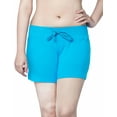 thumbnail image 1 of maks ladies drawstring cotton lycra yoga beach sport shorts pants (small, aqua), 1 of 2
