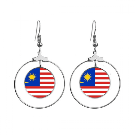 malaysia national flag asia country earrings dangle hoop jewelry drop circle
