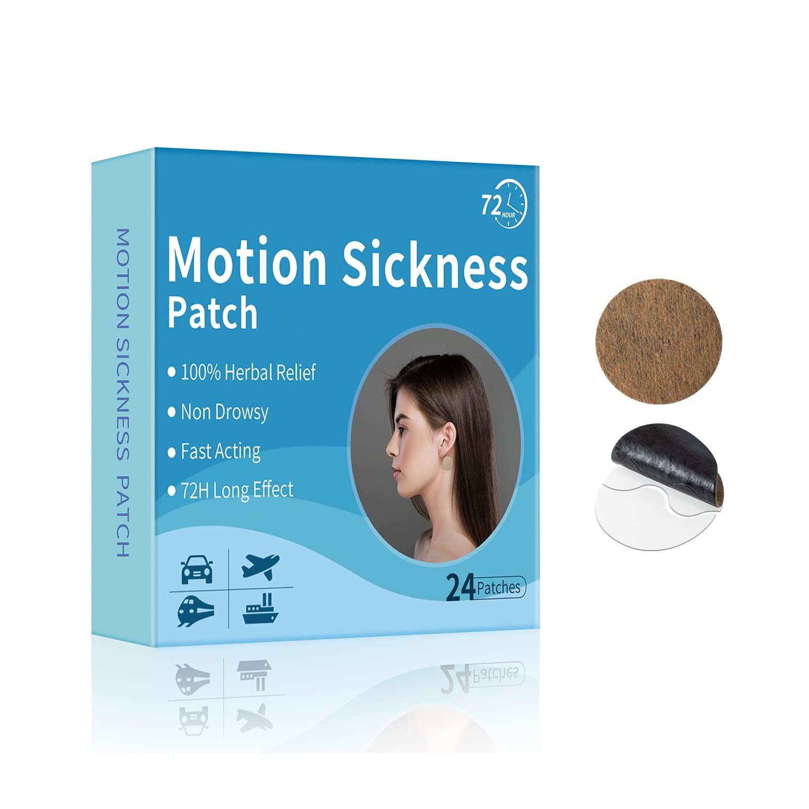 malichene 24 Counts Motion Sickness Patches, Works to Relieve Vomiting