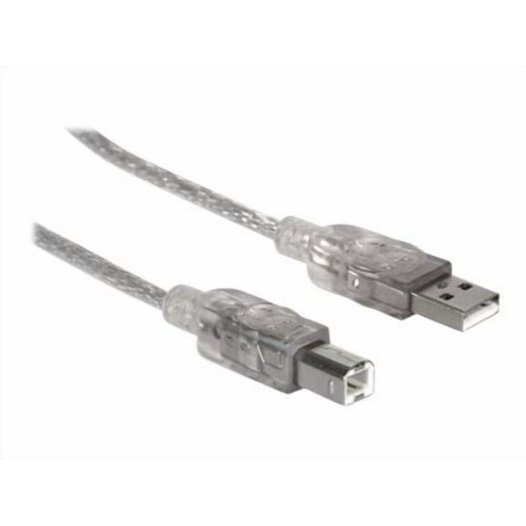 manhattan 340458 10 Ft. Hi-Speed USB B Device Cable - Translucent Silver
