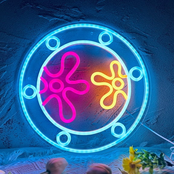 manimo Ocean World Porthole Neon Lights, LED Under Sea Porthole Neon Signs for Wall Decor,USB Night Light for Game Room Bedroom Birthday Wedding Party Gifts(13.3 * 13.3in) Y101