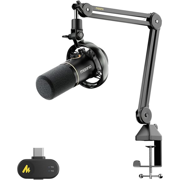 maono PD200W Hybrid Wireless Dynamic Podcast Microphone With Boom Arm
