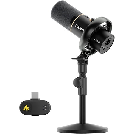 maono PD200W Hybrid Wireless Dynamic Podcast Microphone With Desktop Stand
